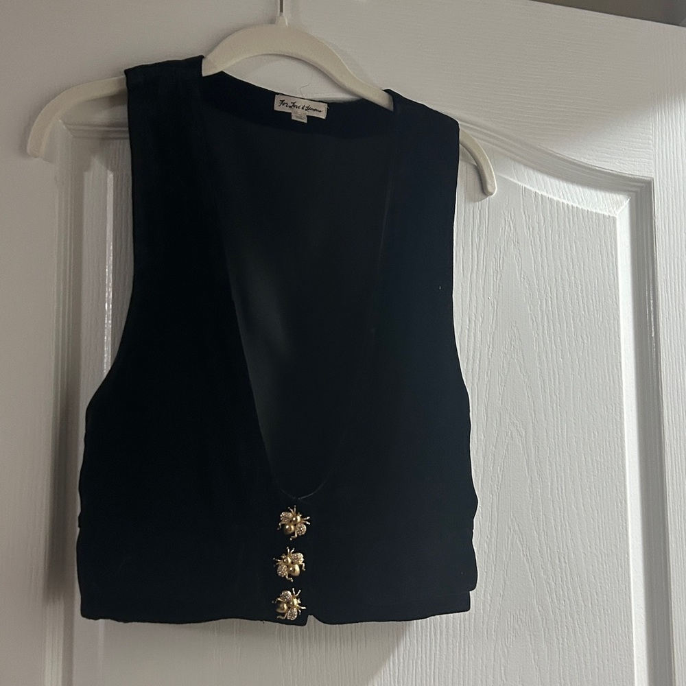 For Love And Lemons Black velvet vest